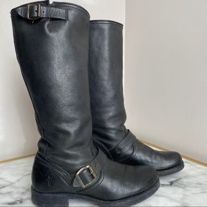 Frye Veronica Tall Leather Black Boots 8